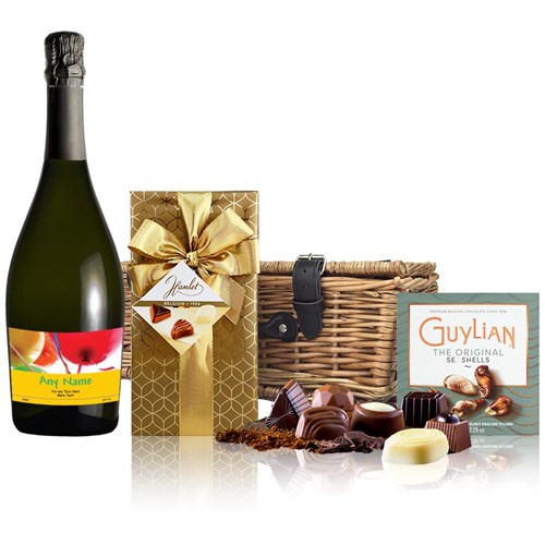 Personalised Prosecco - Birthday Balloons Label And Chocolates Hamper